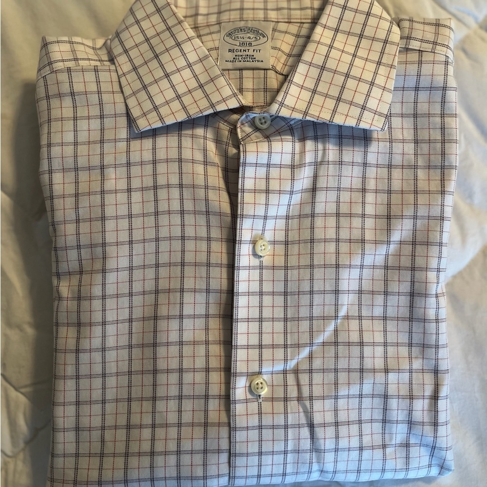 Brooks Brothers Men's Checkered Shirt - Beige, Regent Fit